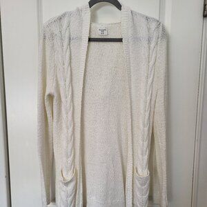 Abercrombie Kids White Hooded Cable Knit Open Cardigan Size 15/16